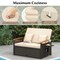 Convertible Patio Rattan Loveseat Daybed Set with Storage Ottoman